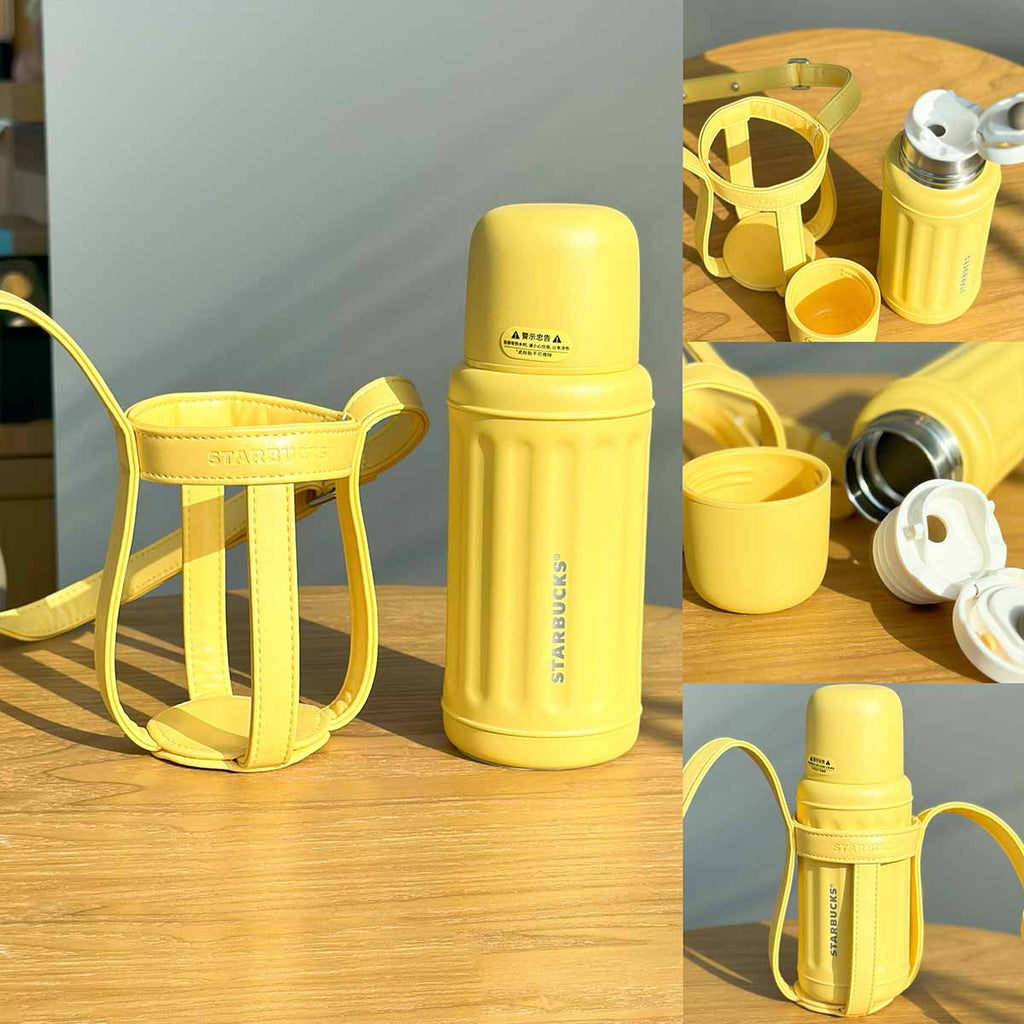 Starbucks tumbler China 2023 Natural series Yellow vintage insulated stainless steel cup with cup sleeve 355ml