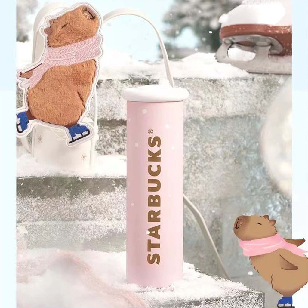 China 2023 Christmas online cute pet series Pink stainless steel cup 330ml with cup cover