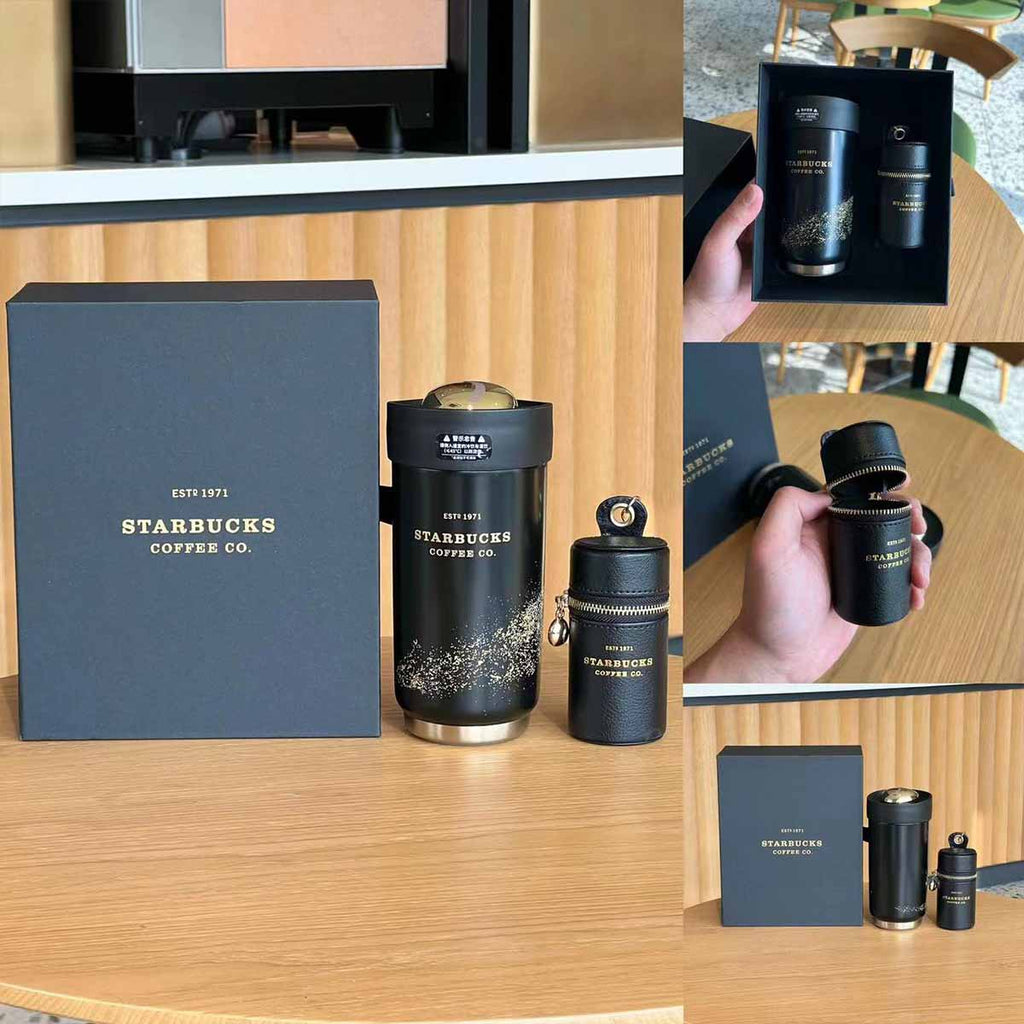 Starbucks Tumblers China 2023 Coffee Treasure series Black gold stainless steel cup 510ml with Lipstick Pack