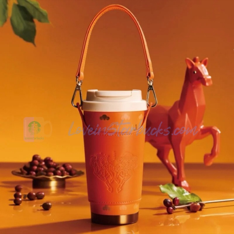 Starbucks China 2026 Year of the Horse series Orange Stainless Steel Tabletop Cup with Cup Cover 500ml 17.6oz
