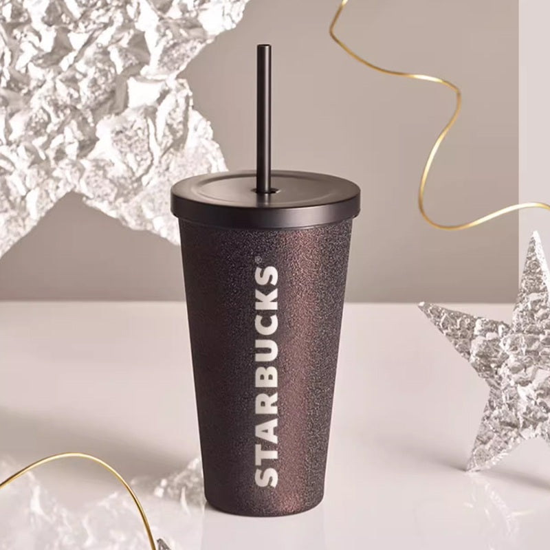 Starbucks Tumblers China 2023 online Coffee Treasure series Flowing gold stainless steel straw cup 550ml