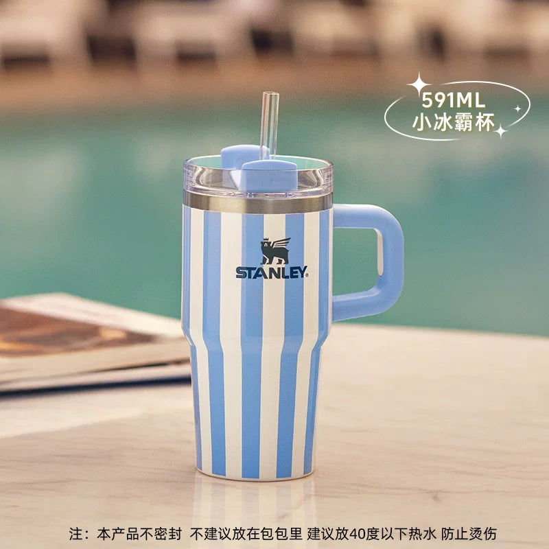 STANLEY blue and white striped stainless steel cup 591ml 20.8oz