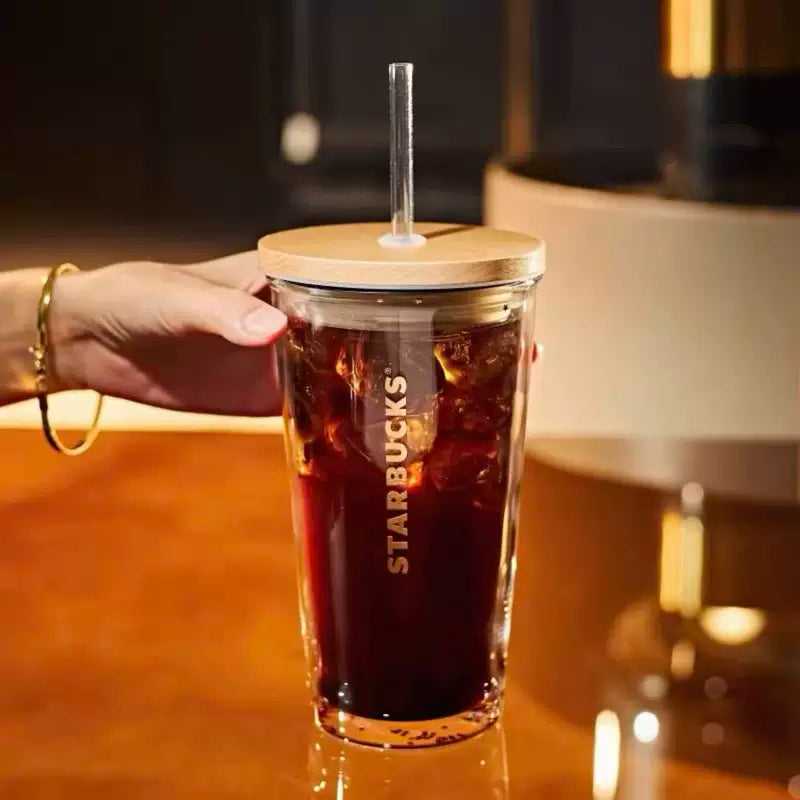 Starbucks China 2025 Gold Collection Double Wall Glass Straw Cup 455ml 16.01oz