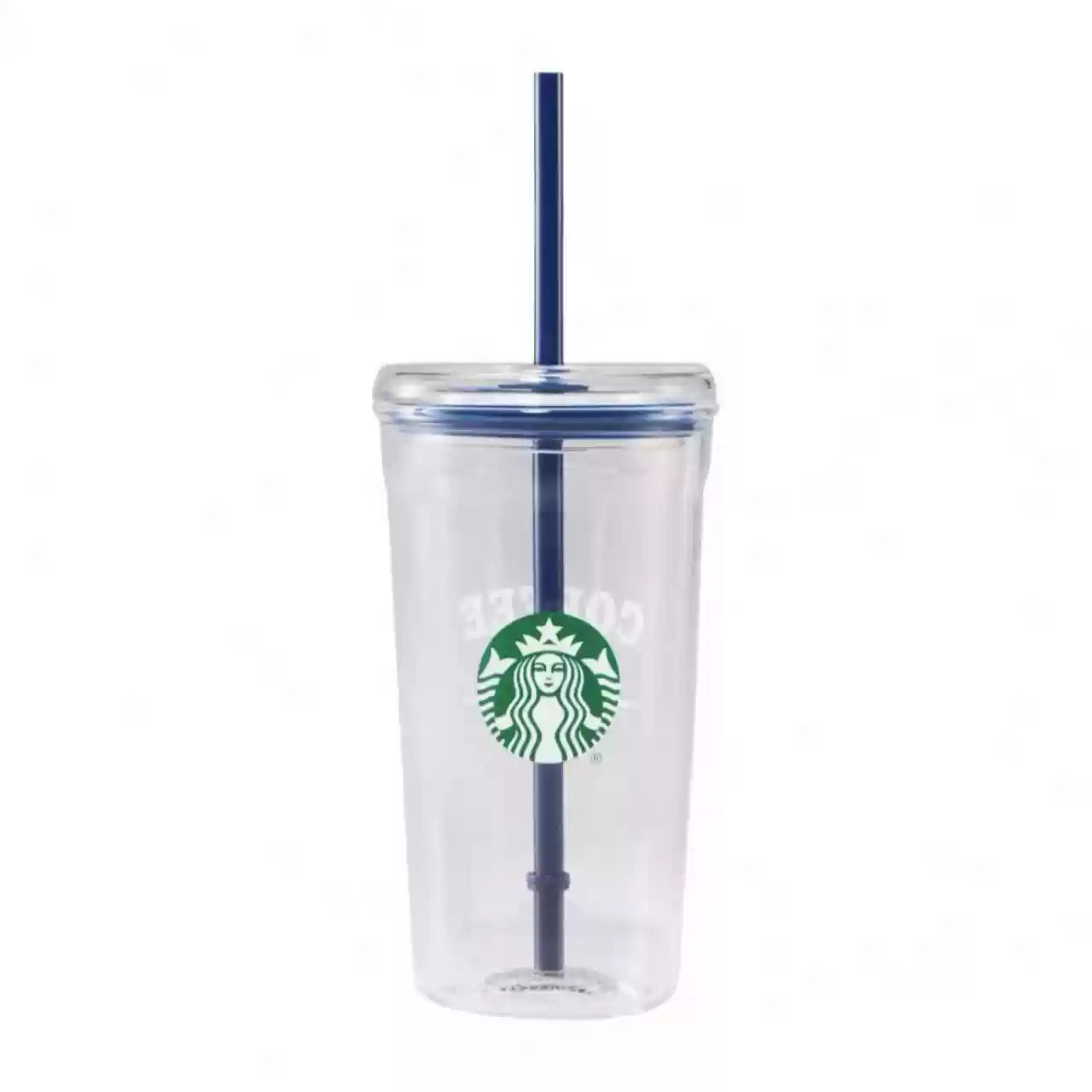 Starbucks China 2025 Minimalist Series Blue Straw Glass Cup 585ml 20.59oz