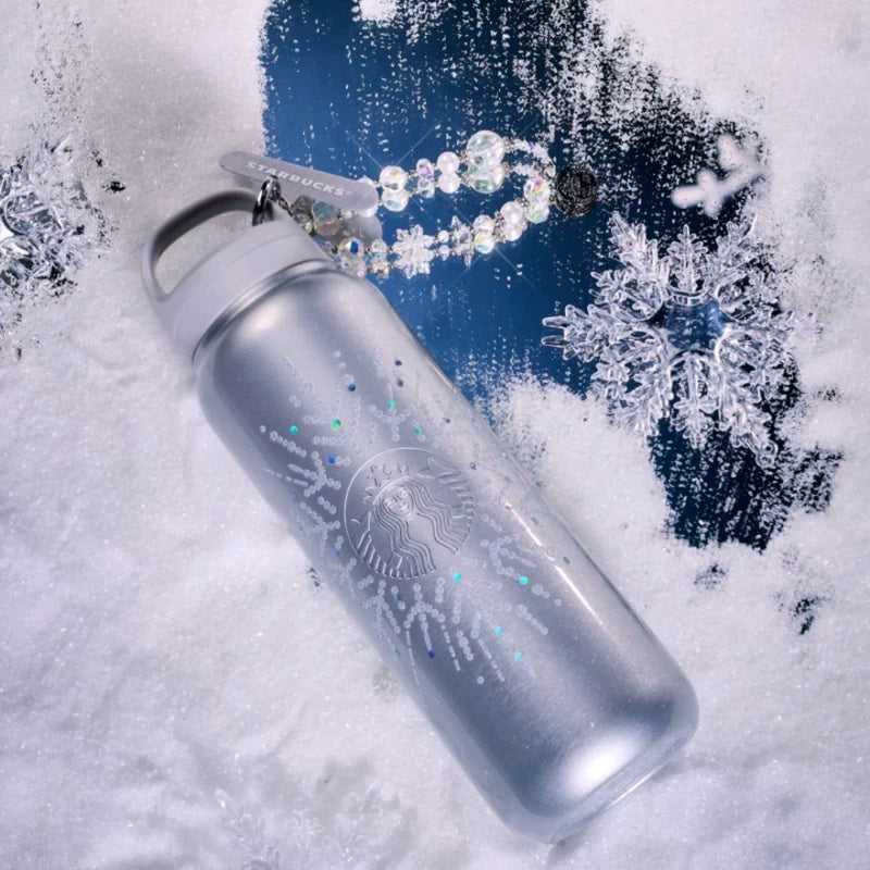 Starbucks China 2025 Snowlit Wonderland series stainless steel cup with charm 520ml 18.3oz
