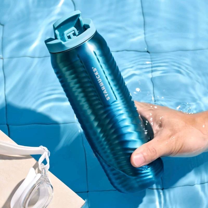 Starbucks China 2025 happy summer series Water corrugated stainless steel cup 500ml 17.6oz