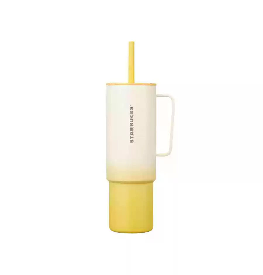 Starbucks Korea 2025 Spring1 season mirror Yellow stainless steel straw cup 932ml 32.8oz