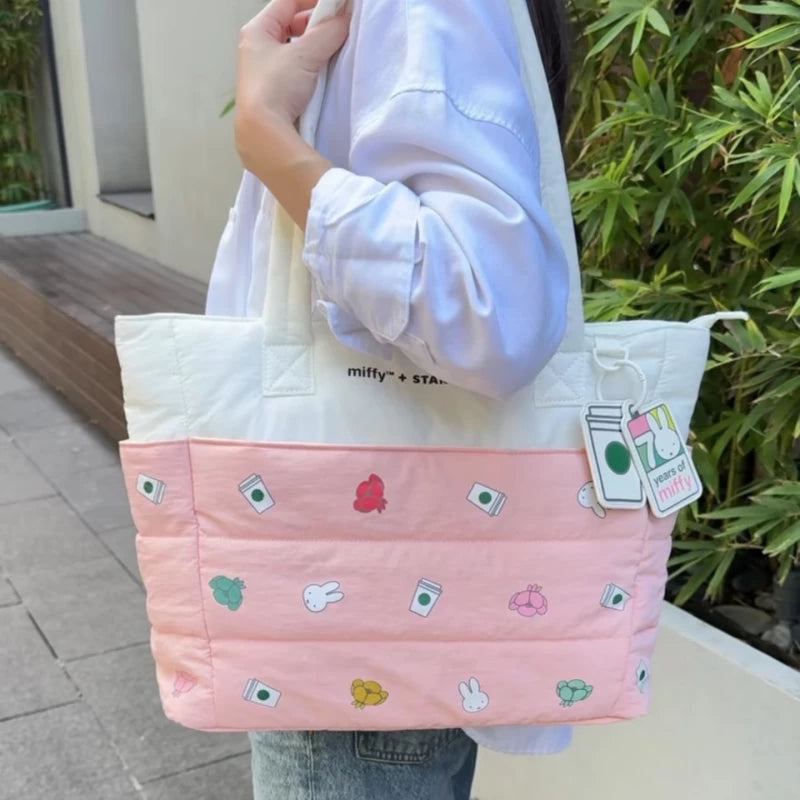 Starbucks Taiwan 2025 miffy co-brand series quilted tote bag Starbucks Taiwan 2025 miffy co-brand series quilted tote bag