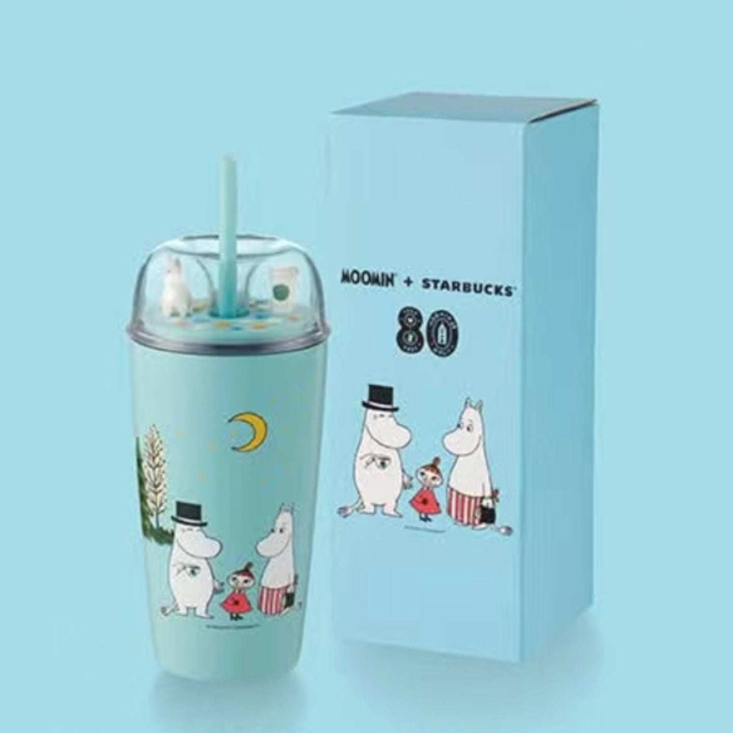 Starbucks Thailand 2025 Moomin co-branded series blue cold drink straw cup 473ml 16oz
