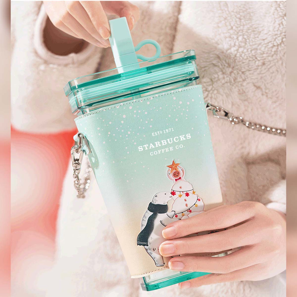 Starbucks Christmas Tumbers China 2022 Xmas-2nd-online Winter Gifts plastic straw cup 591ml 20oz with bag