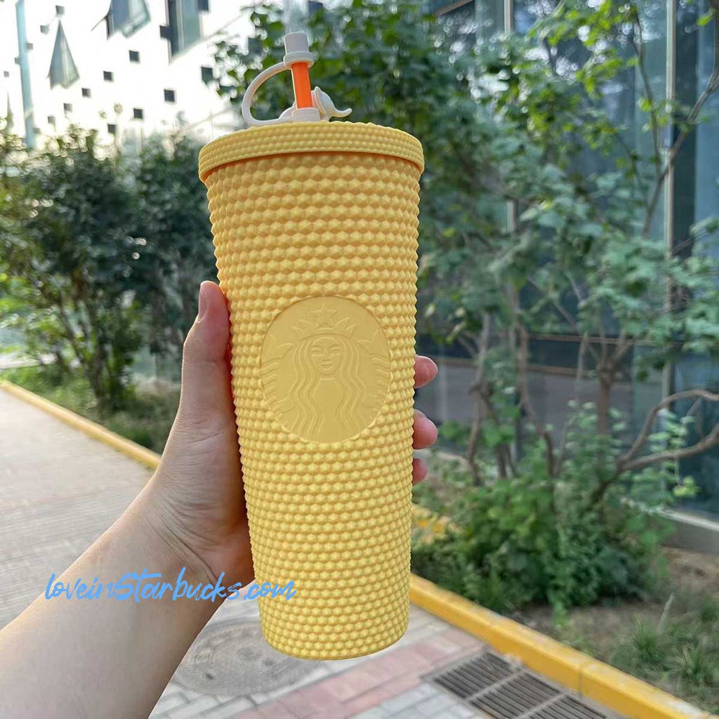 on sale Starbucks Taiwan/China 2023 Tumblers yellow cold water studded straw cup with elephant top-per