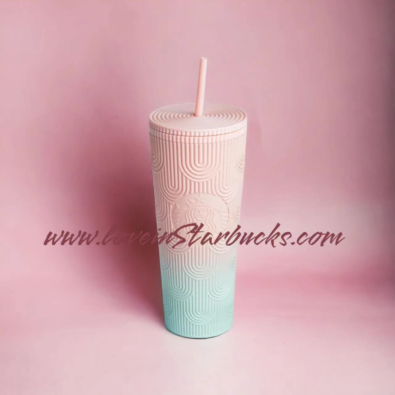 Starbucks HONGKONG Tumblers 2023 pink green scale straw cold cup 24oz Starbucks loveinstarbucks