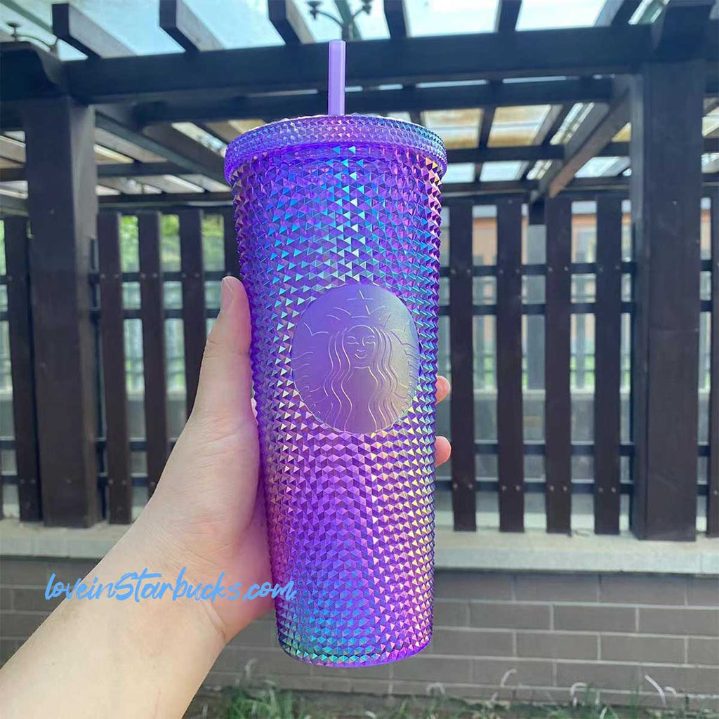 Starbucks Taiwan studded colorful purple oil cold cup 24oz