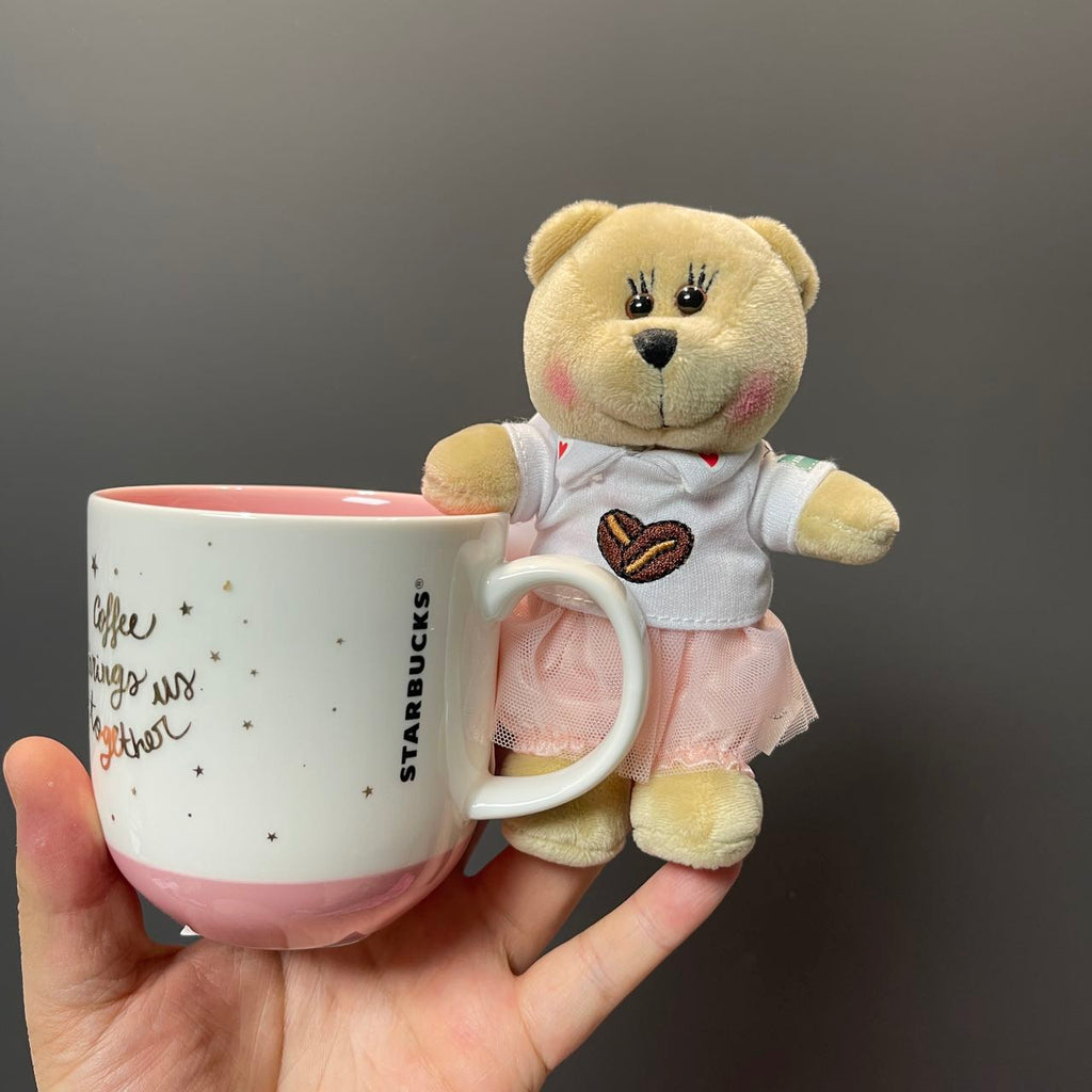 Starbucks China Valentine's Day pink girl Bearista keychain and cup
