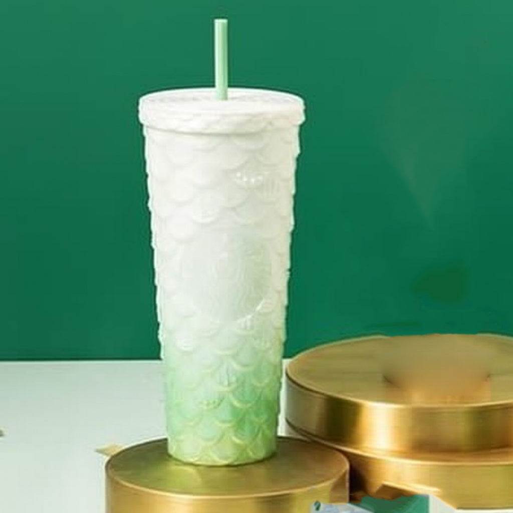pre-order Starbucks Taiwan 2024 Kangqiao store limited Sparkling scale green white Ombre straw Cold Cup 24oz