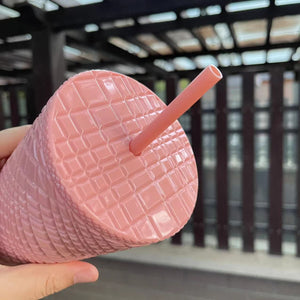 on-sale Starbucks Taiwan coral pink jeweled straw cup 24oz