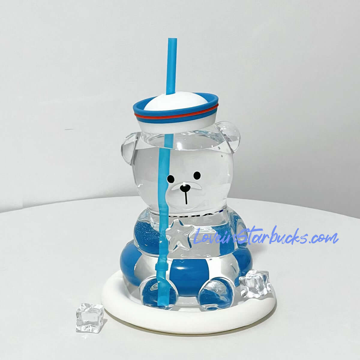 Starbucks China 2024 summer seaside store online blue bear straw glass Starbucks loveinstarbucks