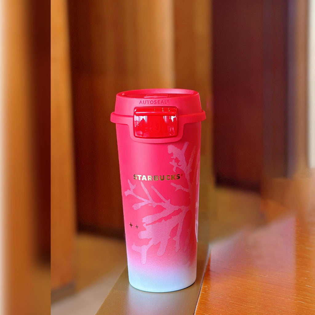 Starbucks China 2023 Christmas winter day series Ombre red Sliding lid stainless steel cup 350ml