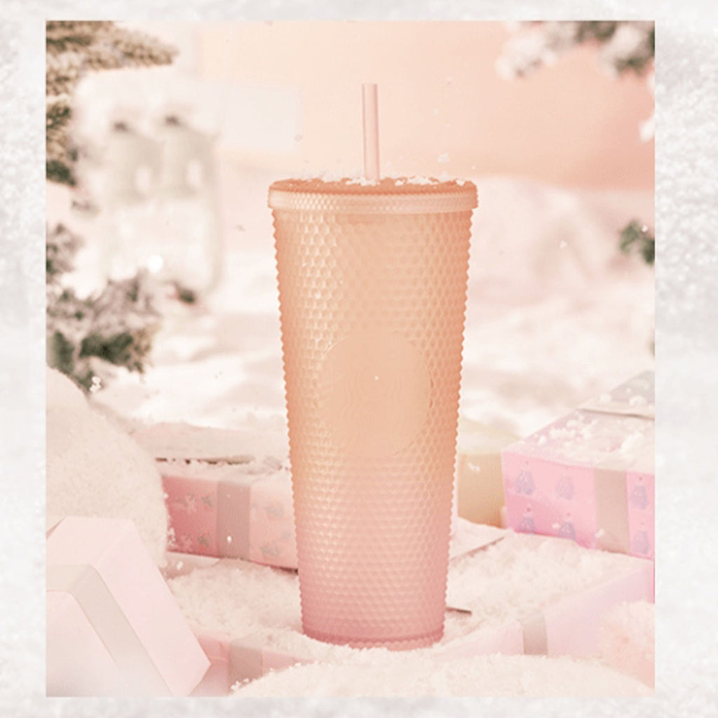 Starbucks China 2023 Christmas cute pet series Ombre pink orange straw cold studded cup 24oz