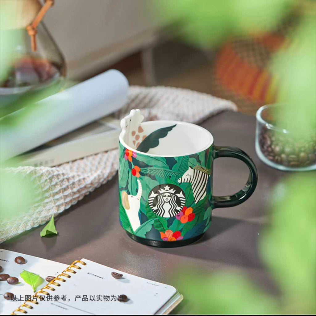 Starbucks China 2023 Tropical style series Forest Animal Green Mug 300ml