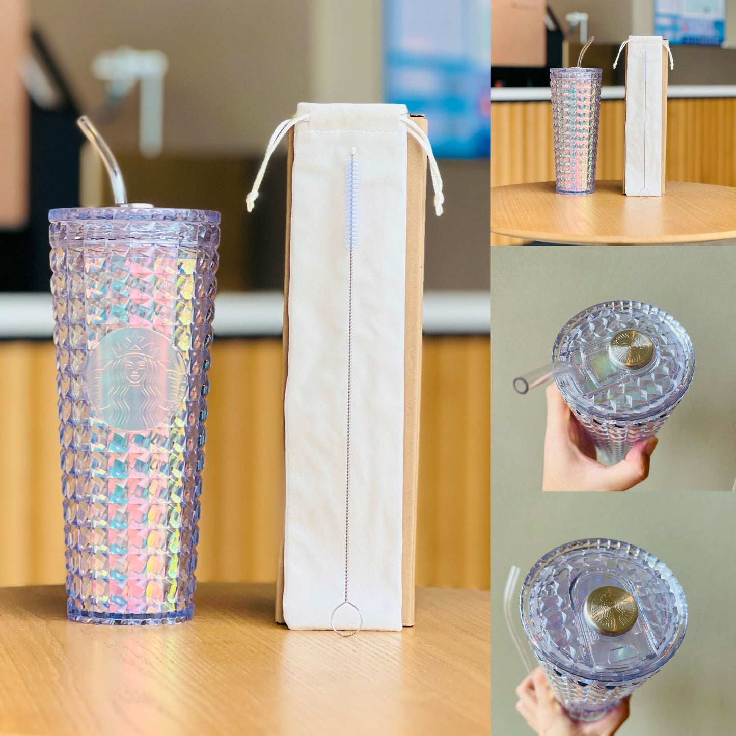 on sale Starbucks China 2023 anniversary ocean series diamond unicorn bent Straw cold water Cup 24oz Starbucks loveinstarbucks