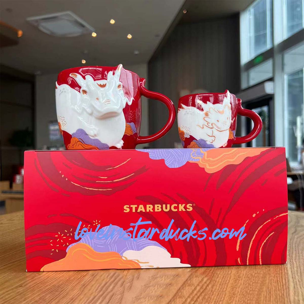 Starbucks China 2024 Dragon new year Zodiac Mug Cup Set Gift Box