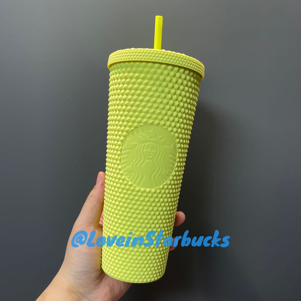 Starbucks Taiwan 2024 New year lemon yellow Lime matte studded straw cup 24oz