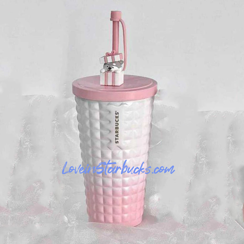 Starbucks China 2023 Christmas cute pet series gradient pink stainless steel cup