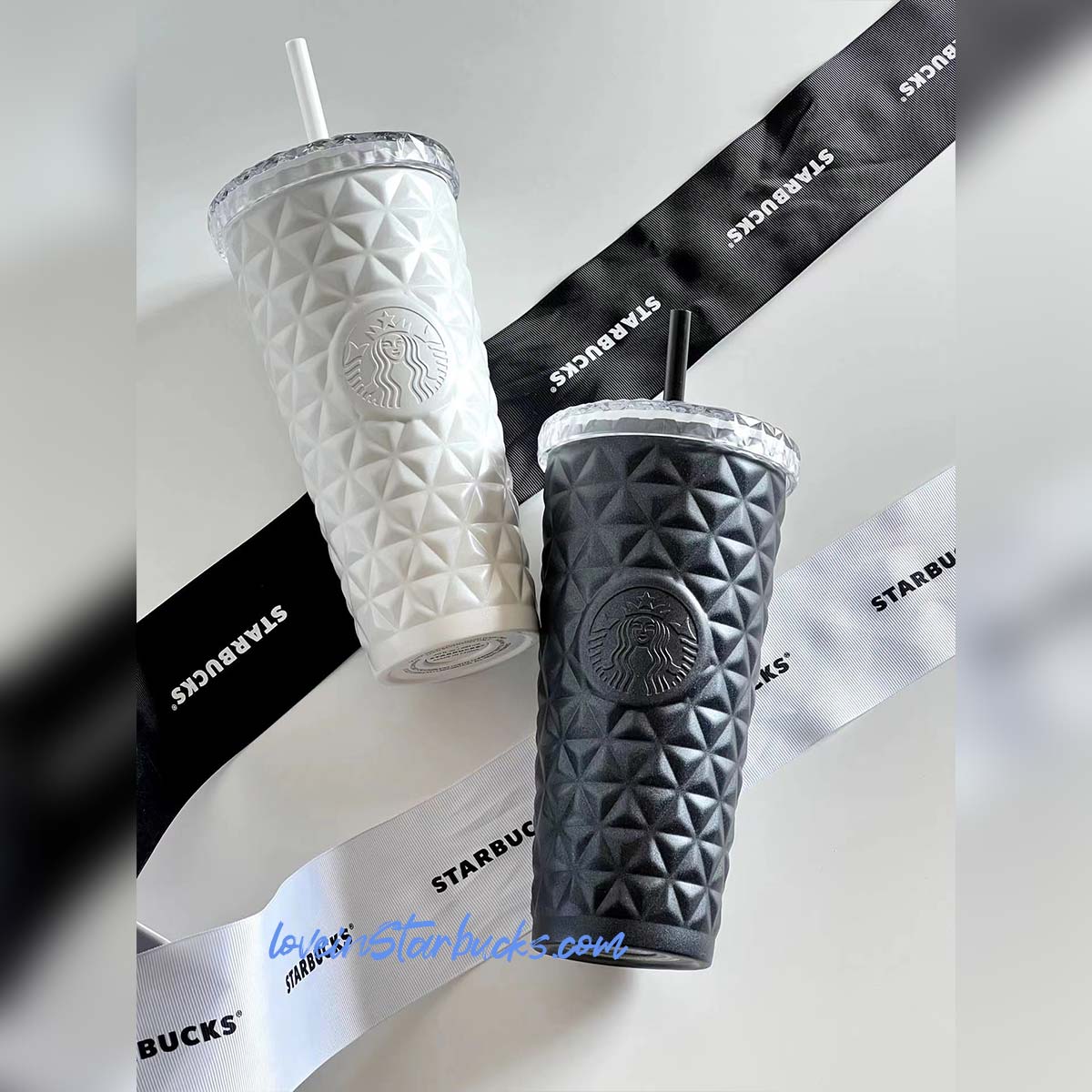 Starbucks China 2023 lunar Valentine's Day black/white Dion stainless steel cup 20oz with gift box Starbucks loveinstarbucks