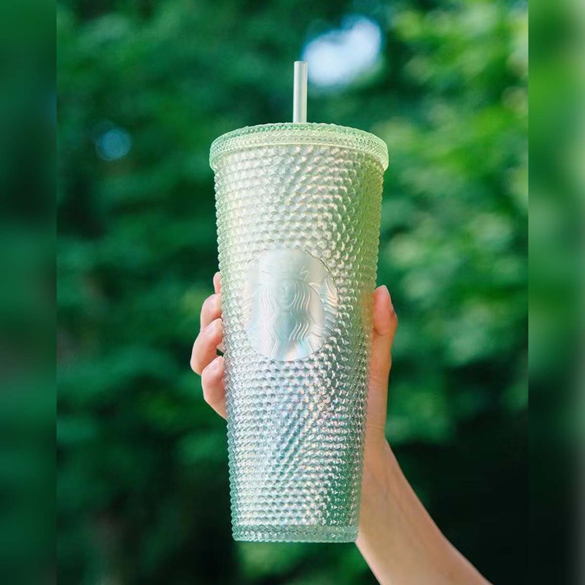 on sale Starbucks China 2023 Natural online series Green apple studded straw cold cup 24oz Starbucks loveinstarbucks