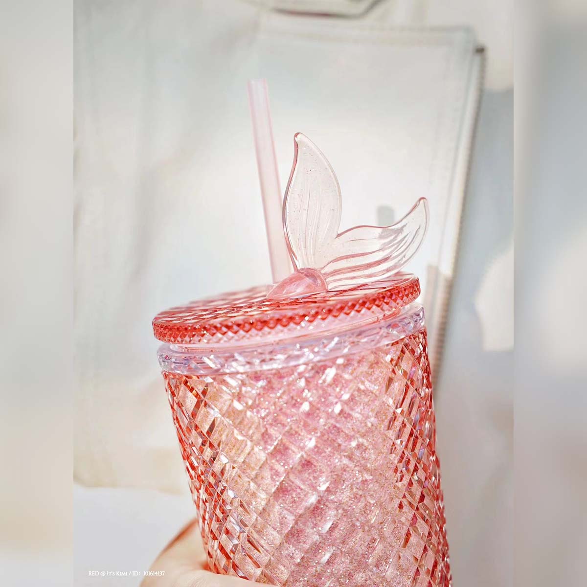 Starbucks tumbler China 2023 pink cold straw jeweled cup 24oz with Mermaid Tail Topper