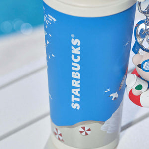 Starbucks China 2024 summer seaside online Double drinking spout stainless steel cup 480ml coming with keychain