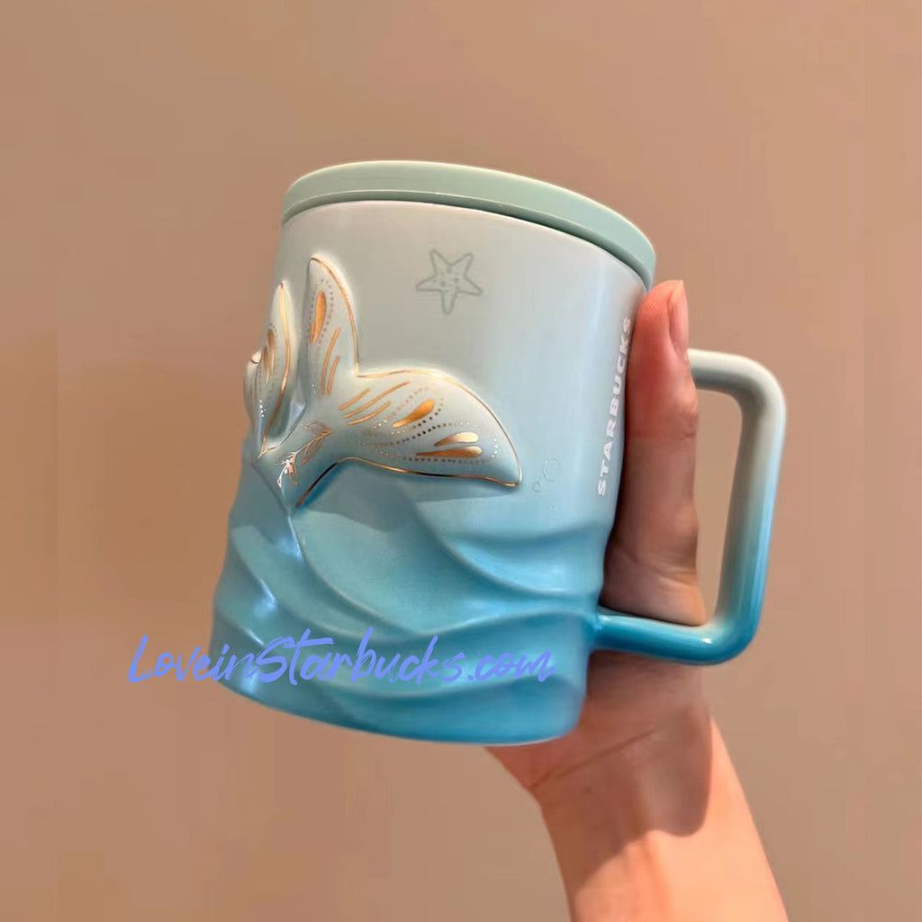 Starbucks China 2023 anniversary ocean series Double tail ceramic mug 440ml