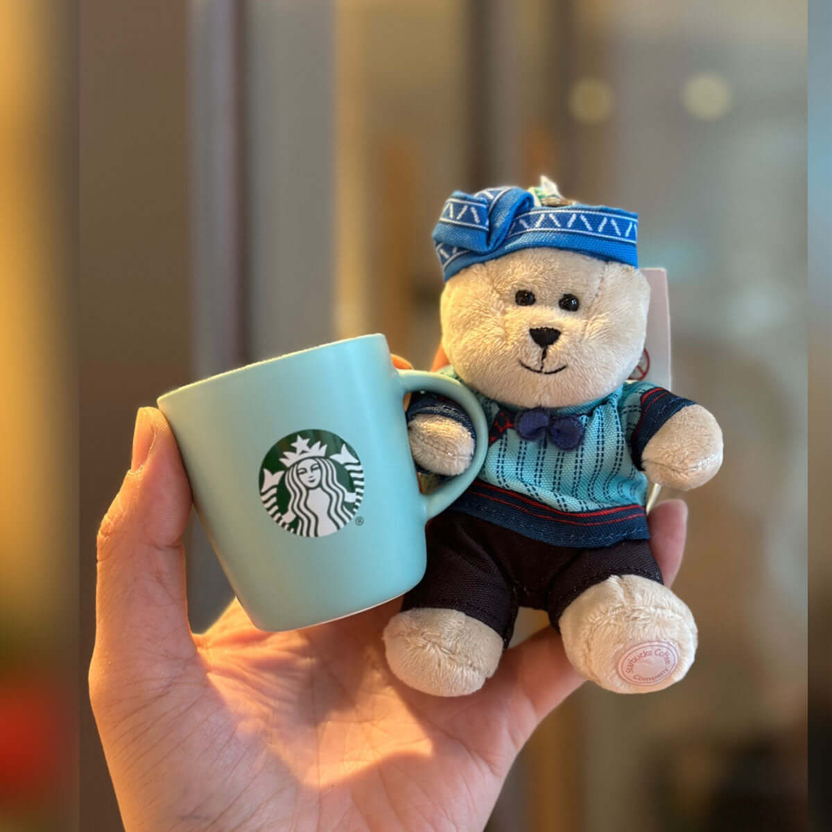 Starbucks China 2024 Spring pastoral series blue mug 90ml + Bearista doll loveinstarbucks loveinstarbucks