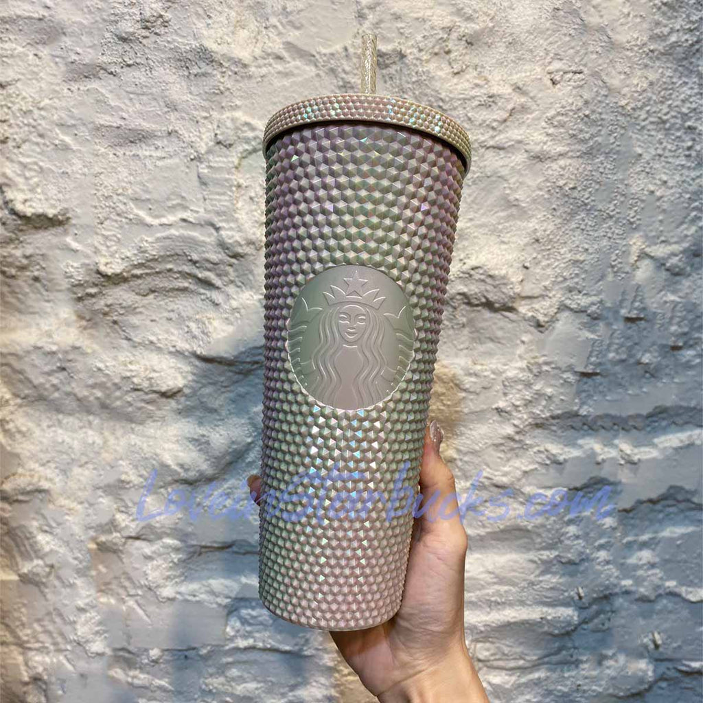 Starbucks Tumblers Taiwan Mirror Beige Venti studded straw plastic cup 24oz