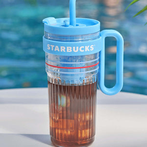 Starbucks China 2024 summer seaside online plastic cup 1000ml with handle