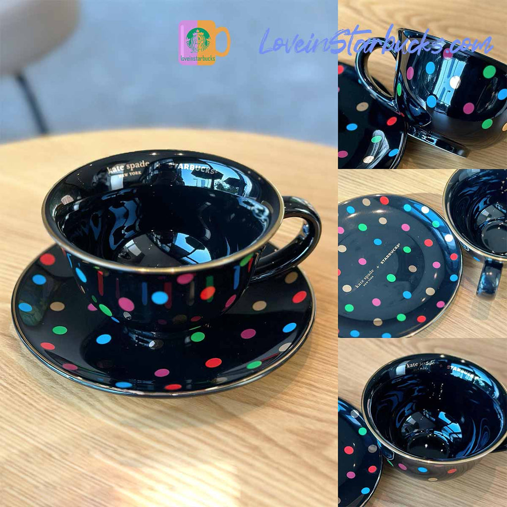 Starbucks Kate spade co-branded color dots Mug plate set