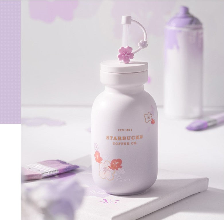 Starbucks tumbler China 2023 mystic purple series flower ceramic mug straw cup 430ml