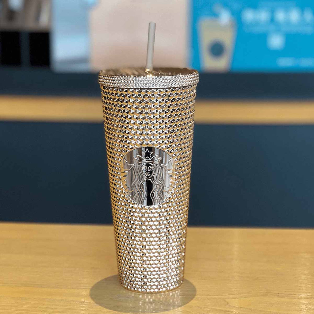on sale Starbucks tumbler China bling gold bronze straw cold studded cup 24oz
