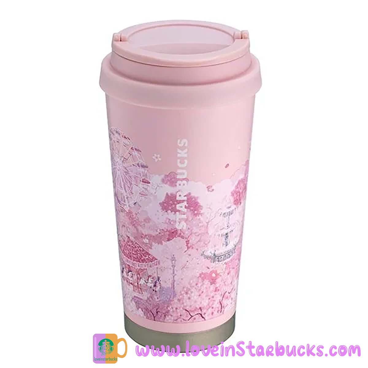 Starbucks Asia 2023 Sakura series - Cherry blossoms fountain stainless steel cup 16oz tumbler Starbucks loveinstarbucks