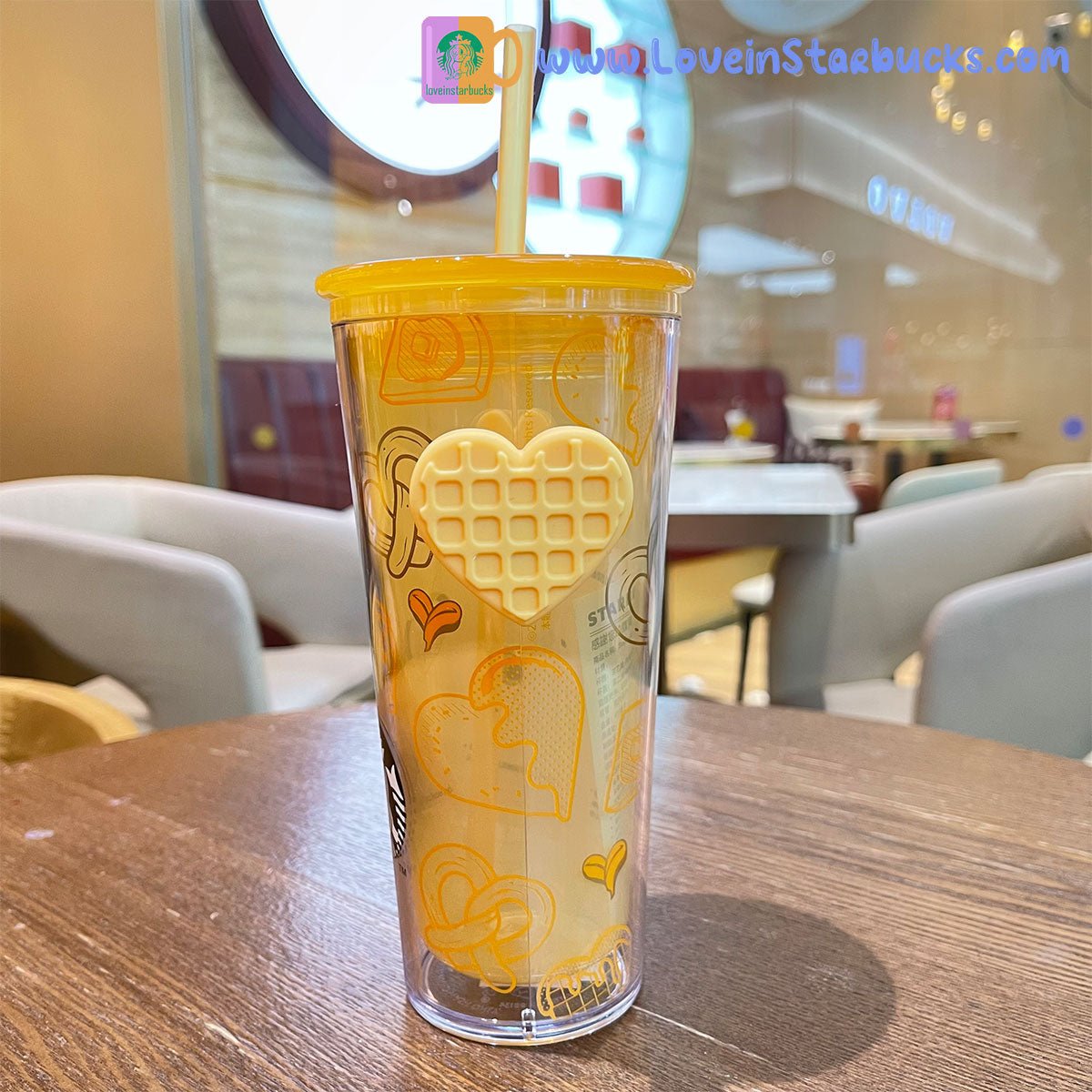 promotion Starbucks Taiwan 2023 butter yellow Finger buckle Straw cup