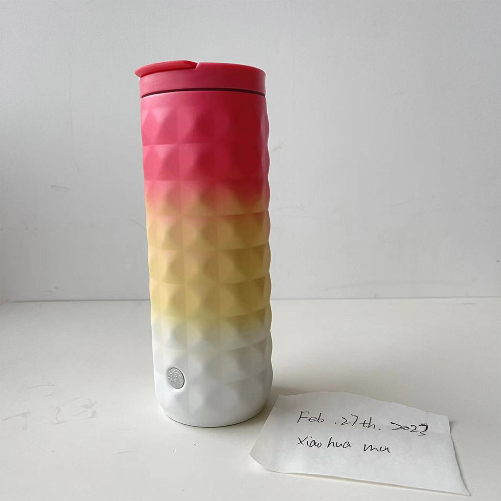 Promotion Starbucks China 2022 Pink and yellow gradient stainless steel cup 473ml