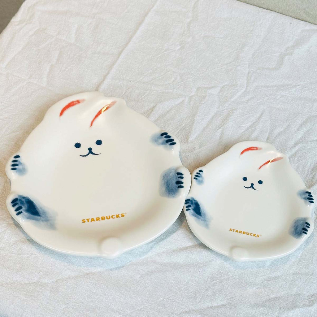 Starbucks 2023 China Cute rabbit blue and white plates set