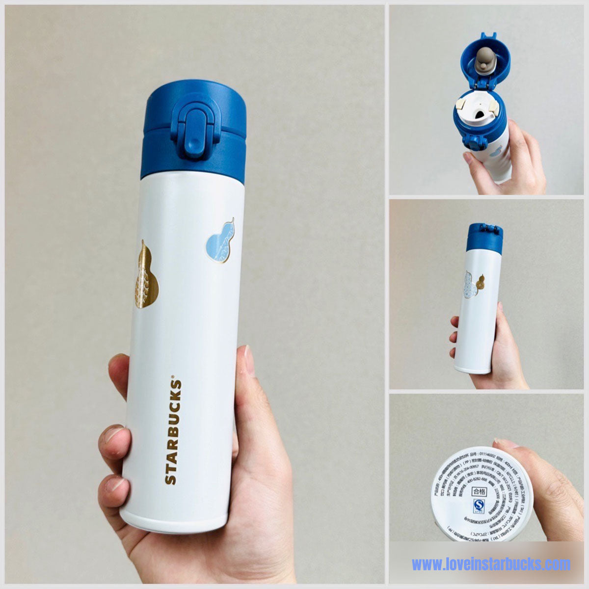 Starbucks tumblers 2023 China Cute rabbit blue and white Thermos cup 400ml Starbucks loveinstarbucks