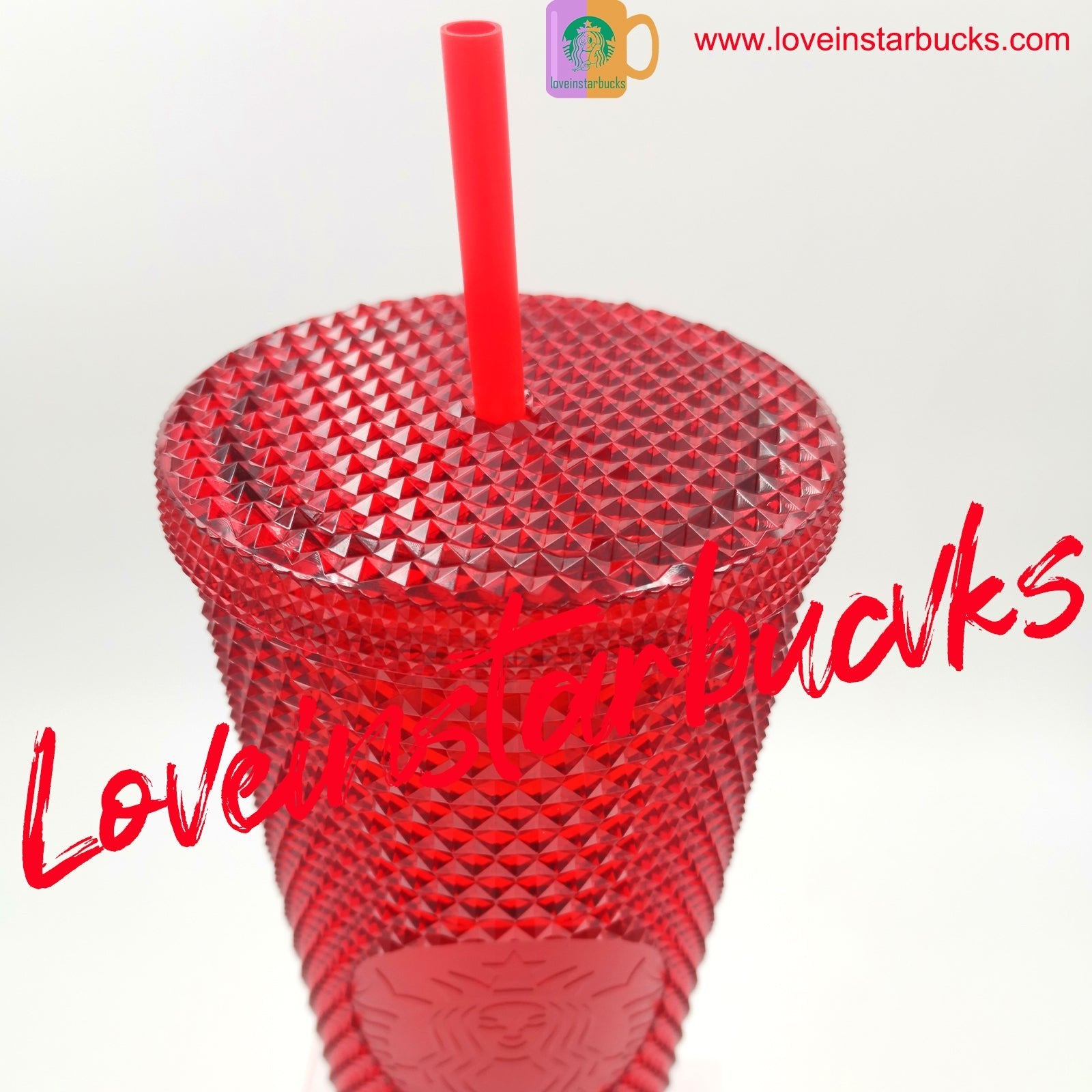 promotion Starbucks China Red Bling Studded Tumbler 24oz cold cup - loveinstarbucks