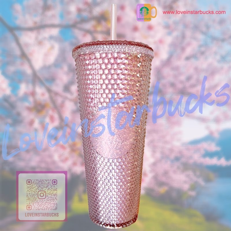 Starbucks China sakura Glitter Pink Studded 24oz cold cup Starbucks loveinstarbucks