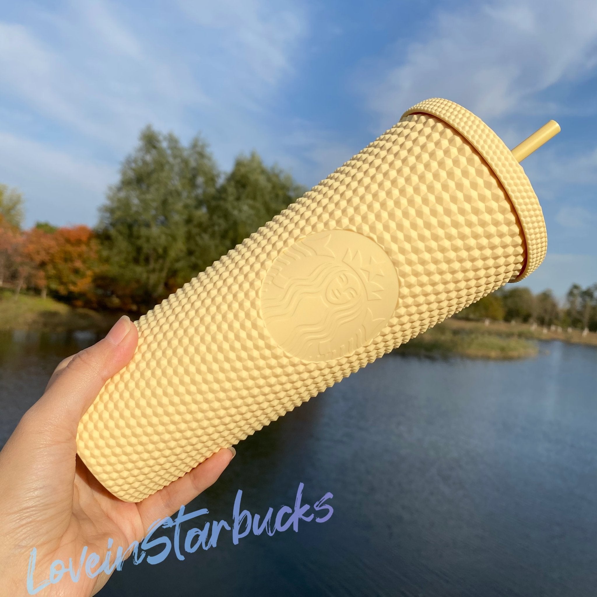 Starbucks 2021 China Butter Yellow Matte Studded 24oz Cup straw cold cup - loveinstarbucks