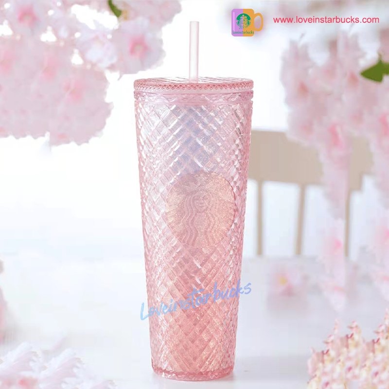 Starbucks 2022 China Sakura Pink Jeweled cold cup 24oz - loveinstarbucks