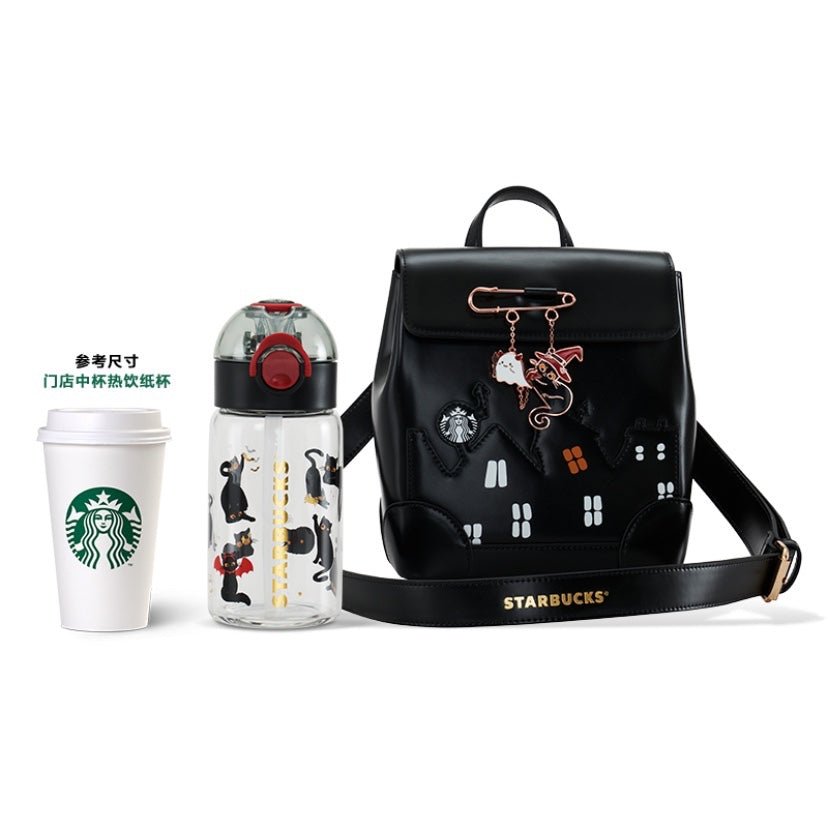 Starbucks China 2021 Halloween Black cat glass straw cup with bag - loveinstarbucks