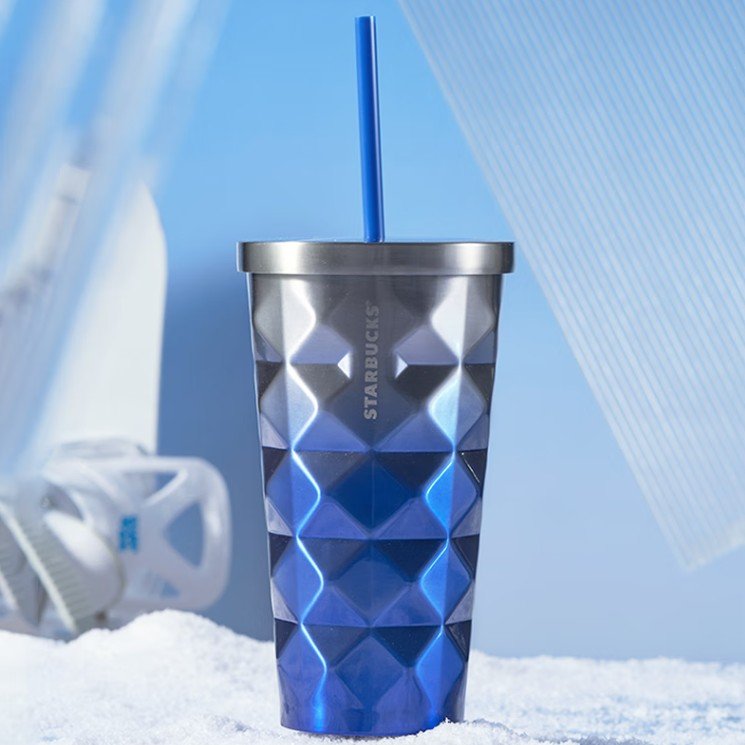 on sale Starbucks China 2022 Ski series - gradient blue Pineapple Stainless steel cup  473ml